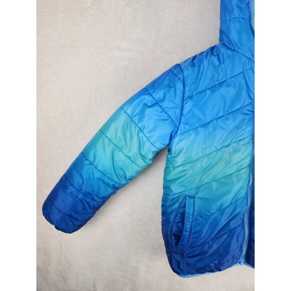 Eddie Bauer Blue Ombre Reversible Puffer Jacker Kids Medium Size 7/8 - Picture 2 of 16